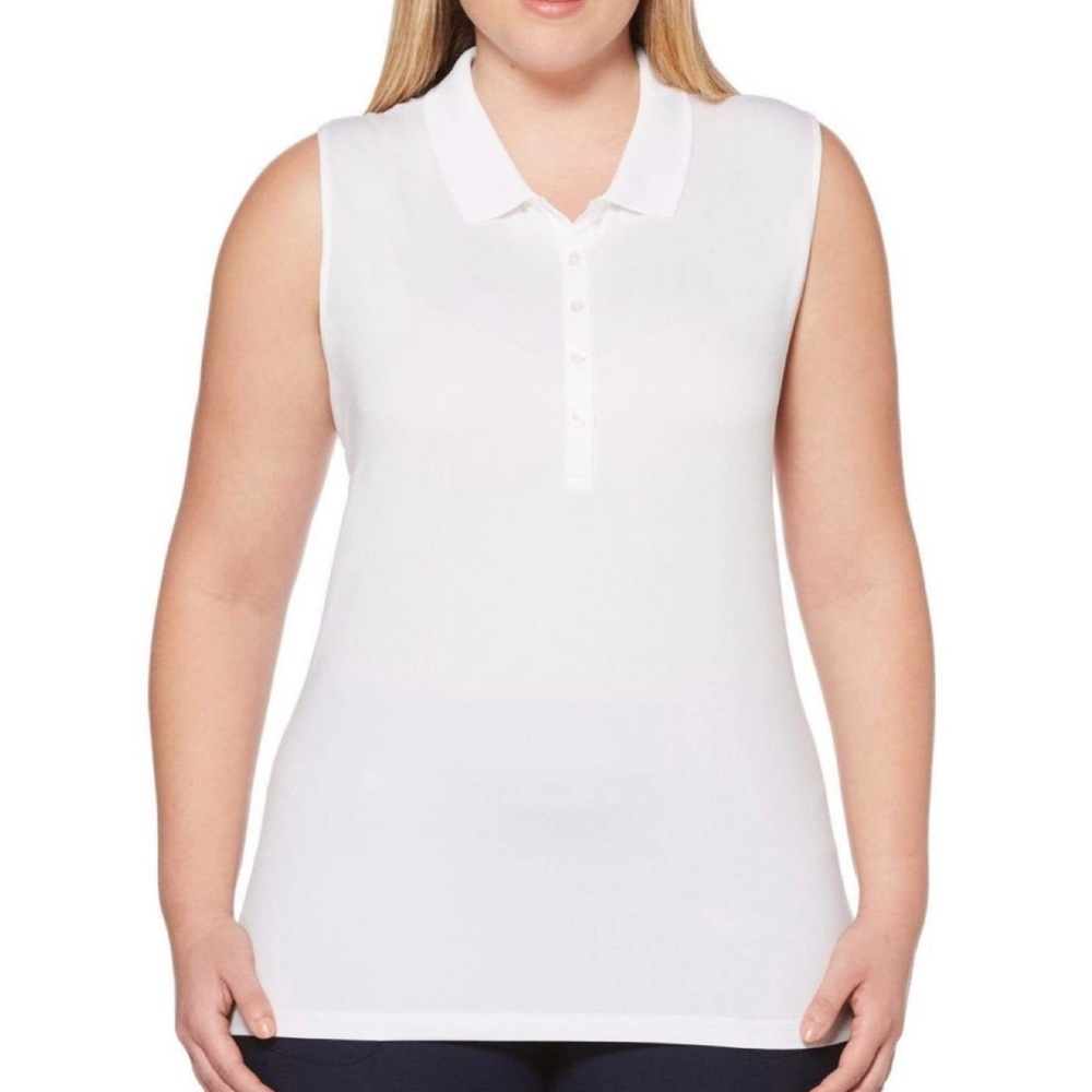 Callaway Womens Plus Sleeveless Opti-Dri Micro Hex Polo